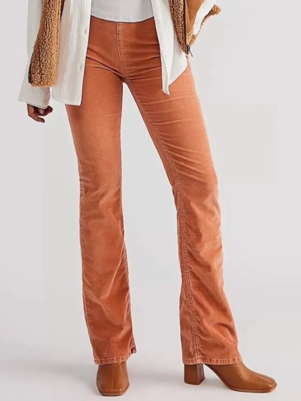 We The Free Pants Size 27 Cognac Brown Corduroy‎ Slim Flare Western Forest Fairy